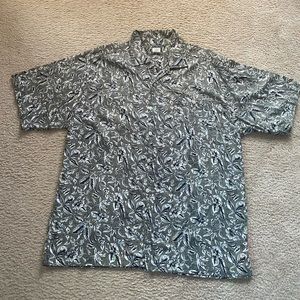 Olive green and black OP short sleeve button down men’s shirt